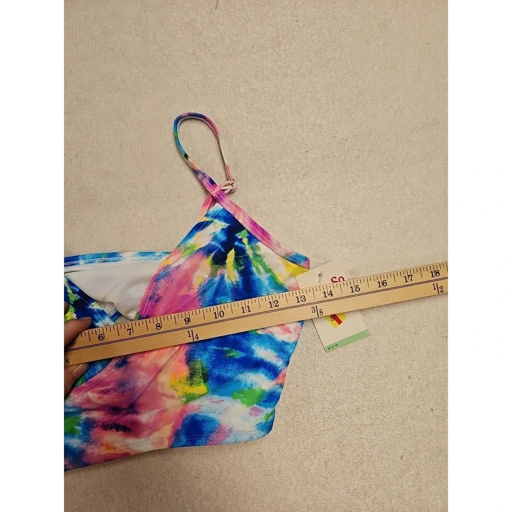 New SO  Junior Pastel‎ Bikini Top Colorful Tie Dye Tank Knotted Swim Bathing M
